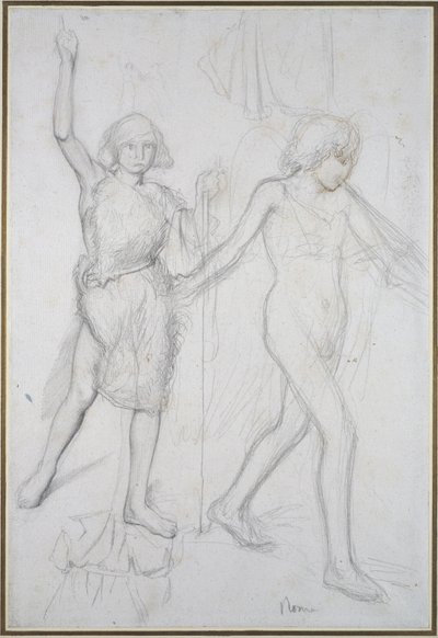 St John the Baptist with an Angel walking before him by Edgar Degas